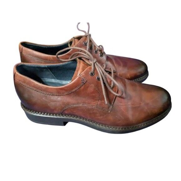 Ecco Mens Brown Leather Oxford Dress Shoes main image 7